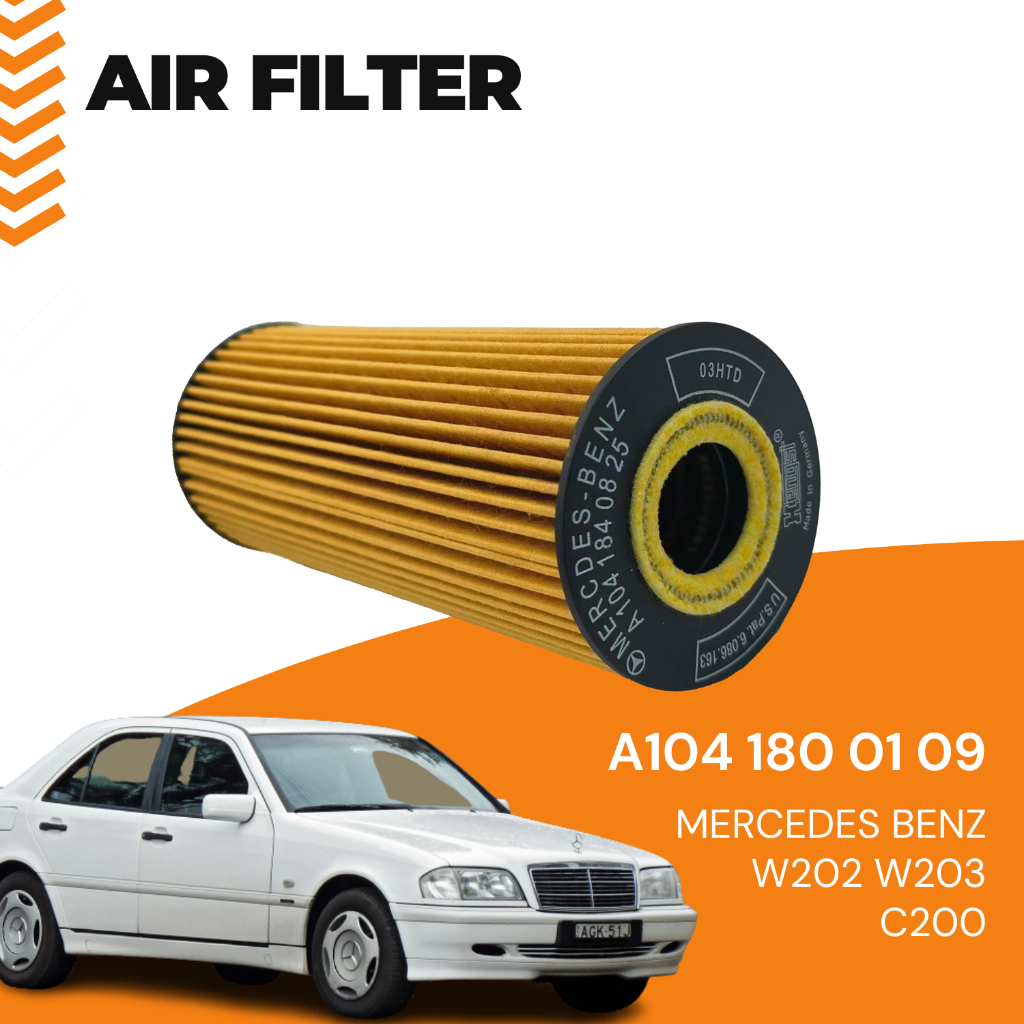 กรองน้ํามันเครื่อง MERCEDES BENZ W202 W203 C200 (A1041800109)(HU727/1)(OX133D)(E142H D21)(A104184042