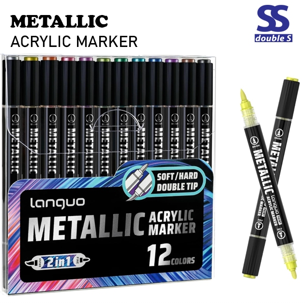 Languo Metallic Acrylic Marker12 ชิ้น/ปลายคู่