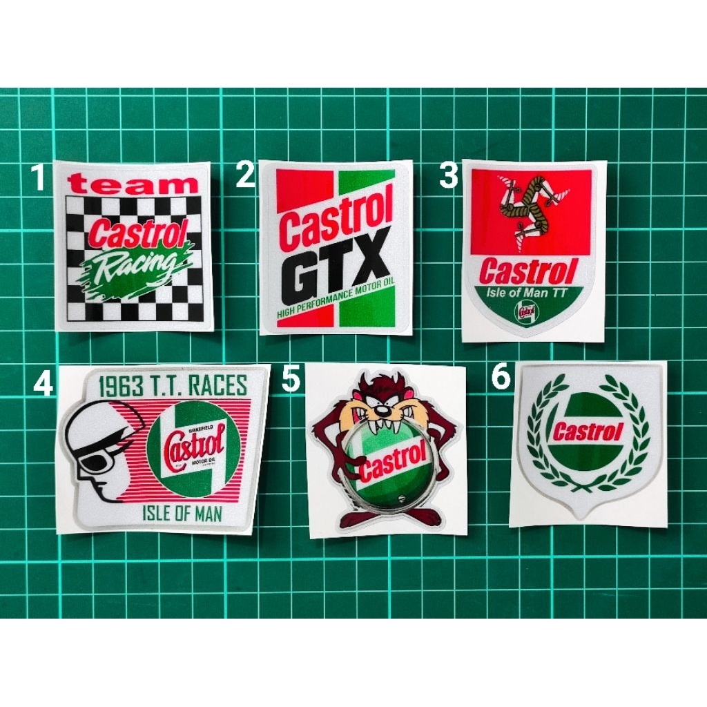 สติ๊กเกอร์ ทีมการพิมพ์มอเตอร์ Castrol Racing / Castrol Oil Racing / Castrol GTX Laminated สติ๊กเกอร์