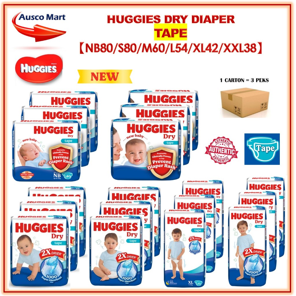 HUGGIES DRY DIAPER TAPE3S IN CARTON