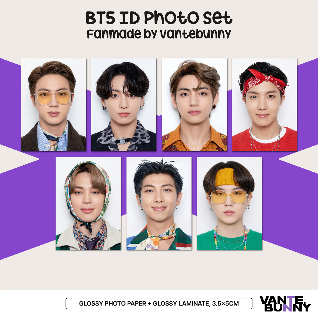 KPOP ID Photo Jungkook JK V Taehyung Jimin Jhope Suga RM Namjoon Jin Fanmade โดย Vantebunny - รูปที่ 2