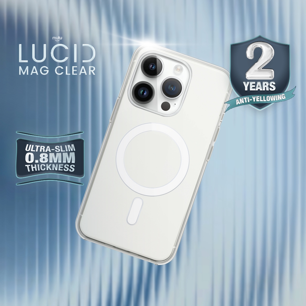 Lucid Mag Clear Case เข้ากันได้กับ iP13 Series ถึง iP17PROMAX [Mutu Case] (ANTI YELLOW)