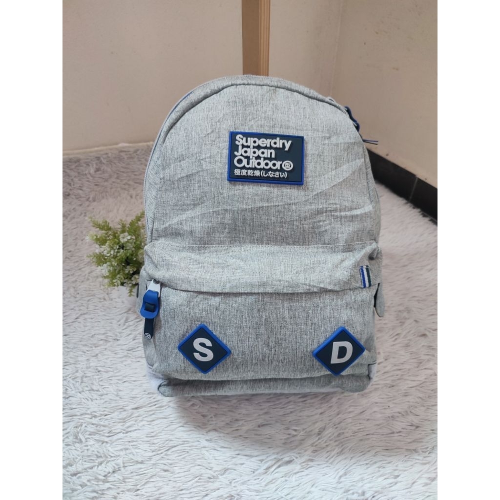 Bundle SUPERDRY JAPAN OUTDOOR Backpack Light Grey Bagpack Student School Daypack Bags