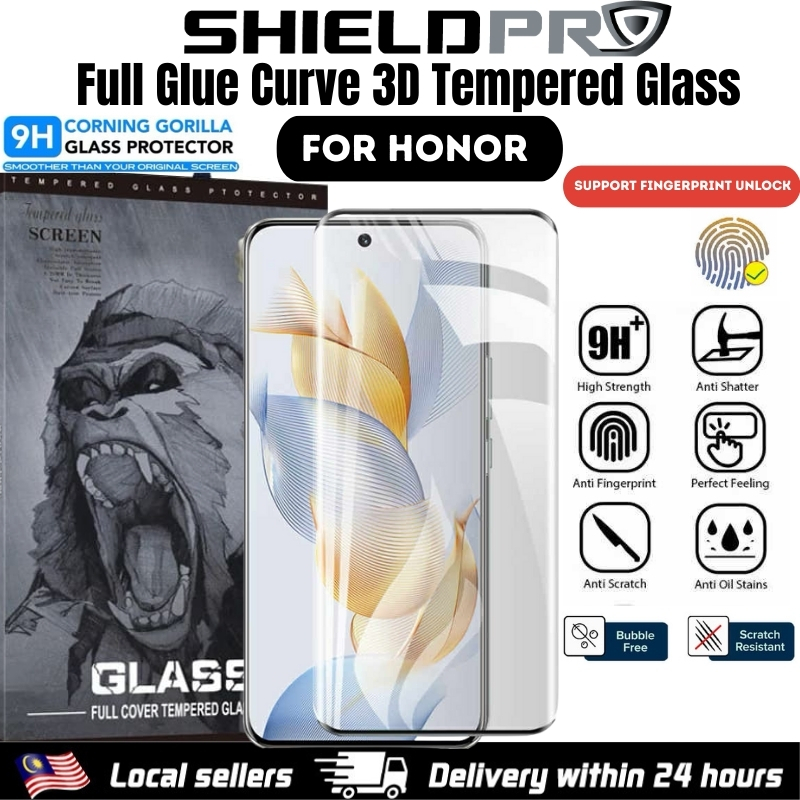 กระจกนิรภัยกาวเต็มสําหรับ Honor X9C X9b X9a 5G HD Clear Curve Screen Protector