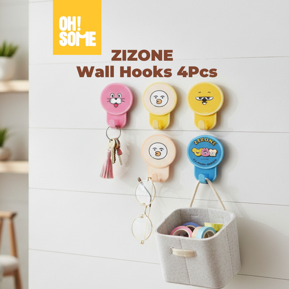 OHSOME x Zizone - Zizone Strong Adhesive Sticky Wall Hooks 4 ชิ้น/ Pengait Baju Serbaguna Karakter Z