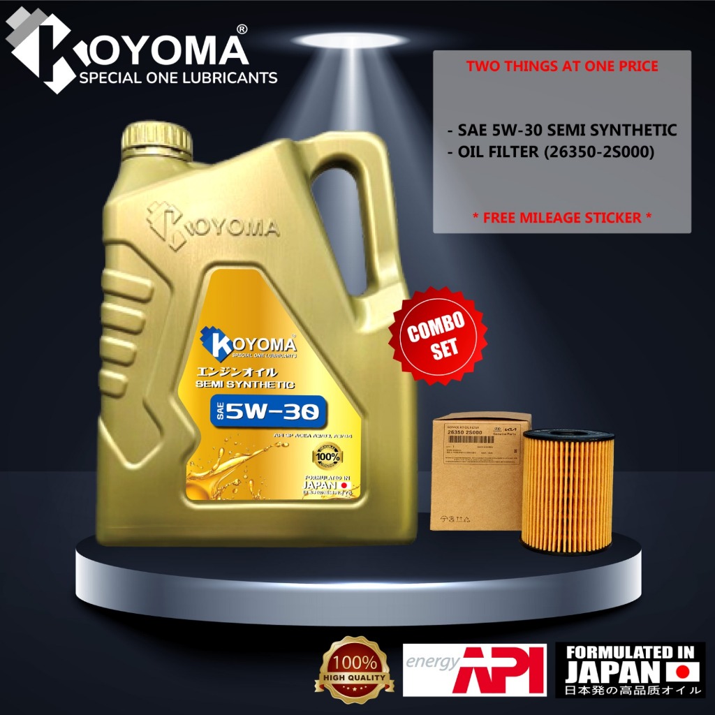 HYUNDAI TUCS DIESEL , KIA SPORTAGE DIESEL 26350-2S000 กรองน้ํามัน + KOYOMA 5W30 SEMI SYNTHETIC ENGIN