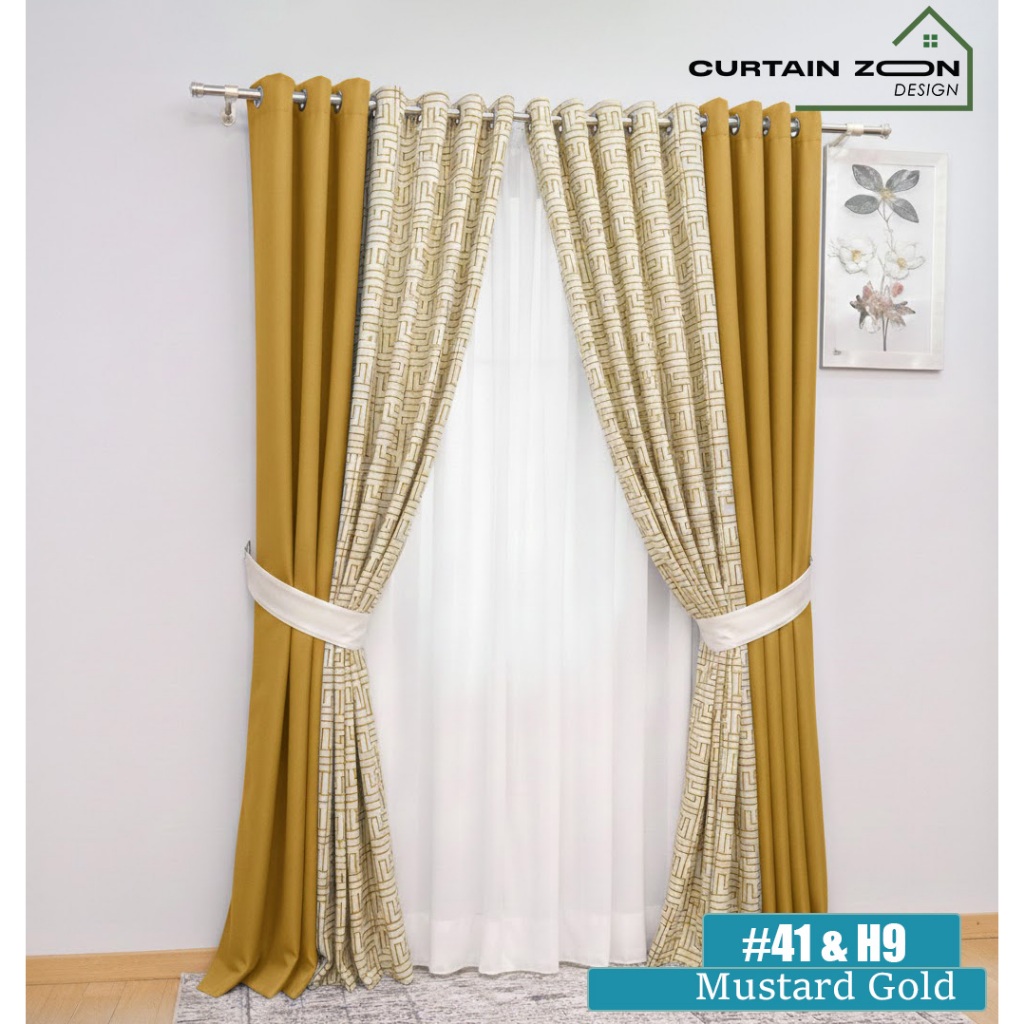 ผ้าม่าน zoon Iris+Hebe Mix Mustard Gold โพลีเอสเตอร์ Semi Blackout Made ตกแต่งบ้าน Hook ตาไก่ (170 ซ