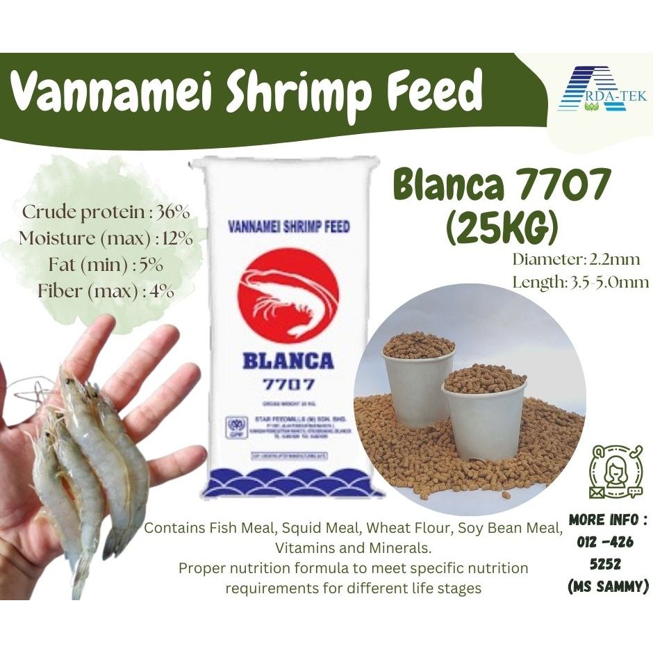[25 KG] BLANCA 7707N ShrimP FOOD PELLET 36% PROTEIN HACP CERTIFICATE ShrimP FOOD VANNNAMEI WHITE SHA