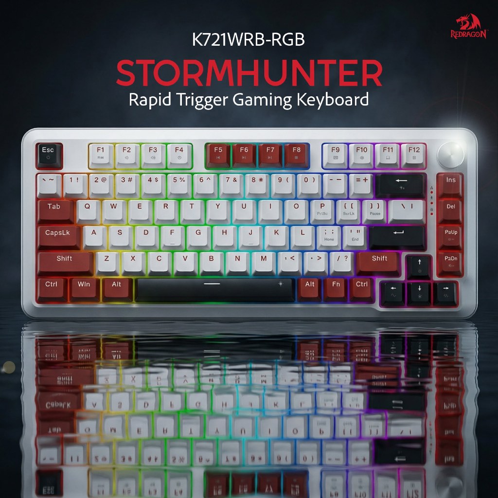 Redragon K721WRB-RGB StormHunter 8K Rapid Trigger RGB คีย์บอร์ดเกม