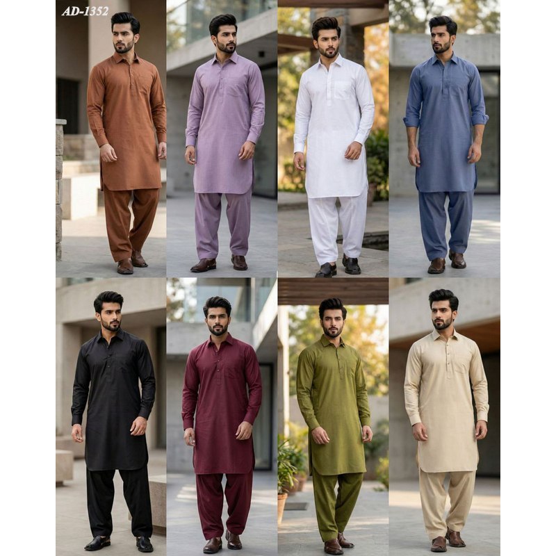 AD-1352~M TO 2XL~Elegent Preimum Cotton Mens Wear Pathani Kurta Pajama