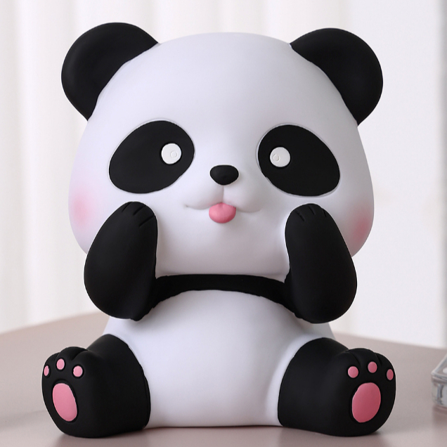 PANDA BEAR COIN BANK MONEY TUBE SIZING PANDA BEAR ผลิตในพลาสติกสําหรับ SAVING