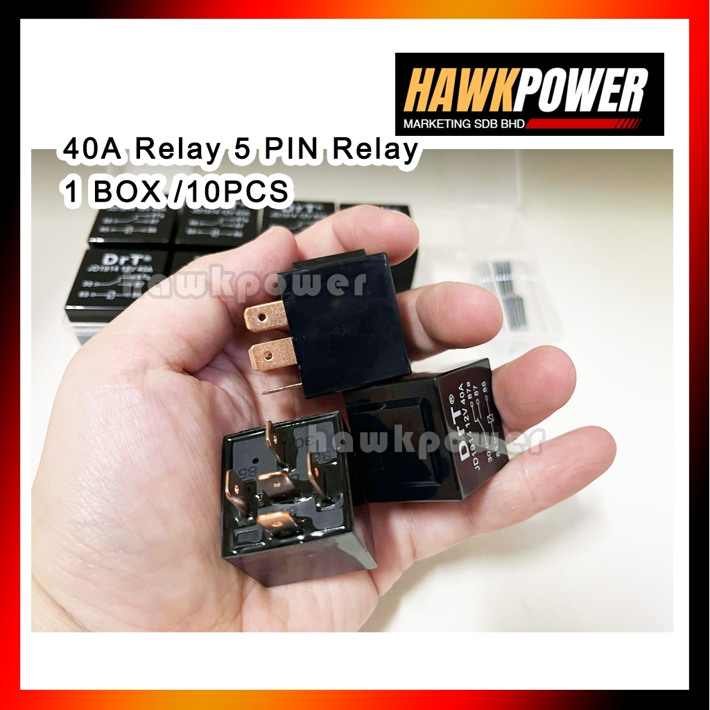 (1BOX/10PCS) 40A RELAY 5 PIN RELAY 12V WATERPROOF-F