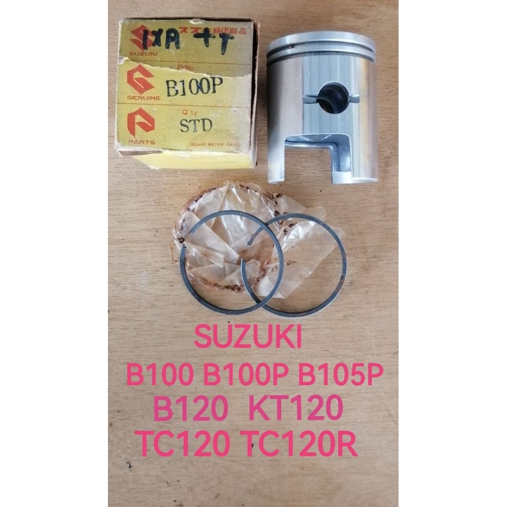 SUZUKI B100 B100P B105P B120 KT120 TC120 TC120R NOS SGP PISTON & RING SET SIZE STD