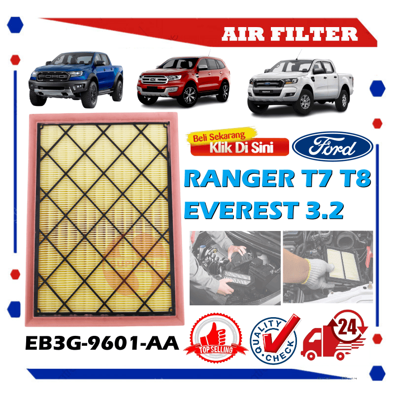 S2U กรองอากาศ Ford Ranger T7 T8 Everest 3.2 2015YR+ EB3G-9602-AA Penapis Angin Udara Kereta