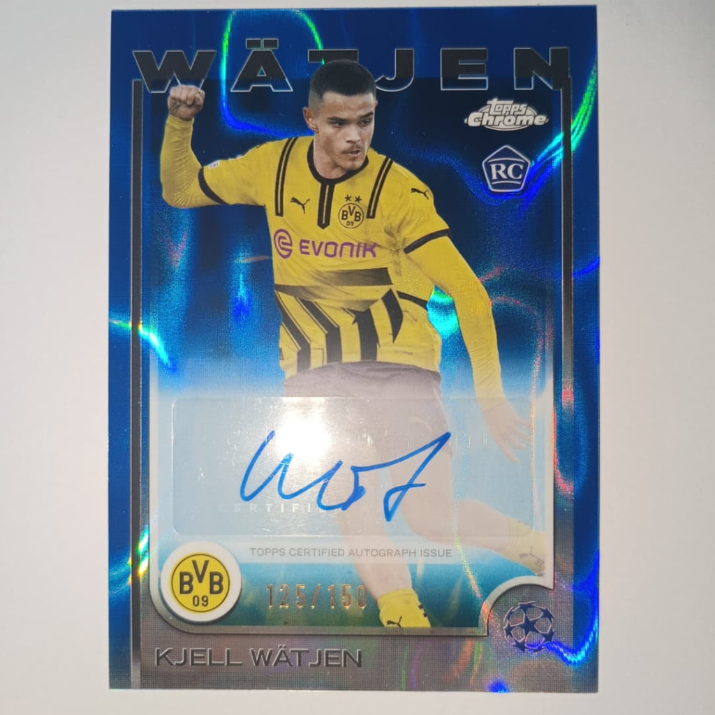 Kjell Wätjen 2024-25 Topps Chrome UEFA Club การแข่งขัน Blue Lava การ์ดลายเซ็น /150