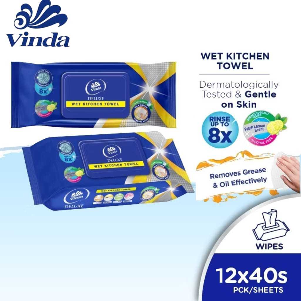 VINDA Deluxe Kitchen Wipes (12 x 40s) Bundle Deal