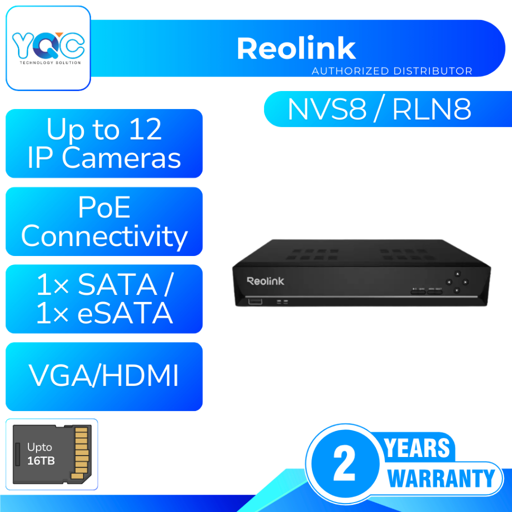 Reolink NVS8 RLN8-410- กล้องสมาร์ท AI 4K NVR 8 ช่องรองรับทั้งหมด 12MP/8MP/5MP/4MP Poe/ WiFi