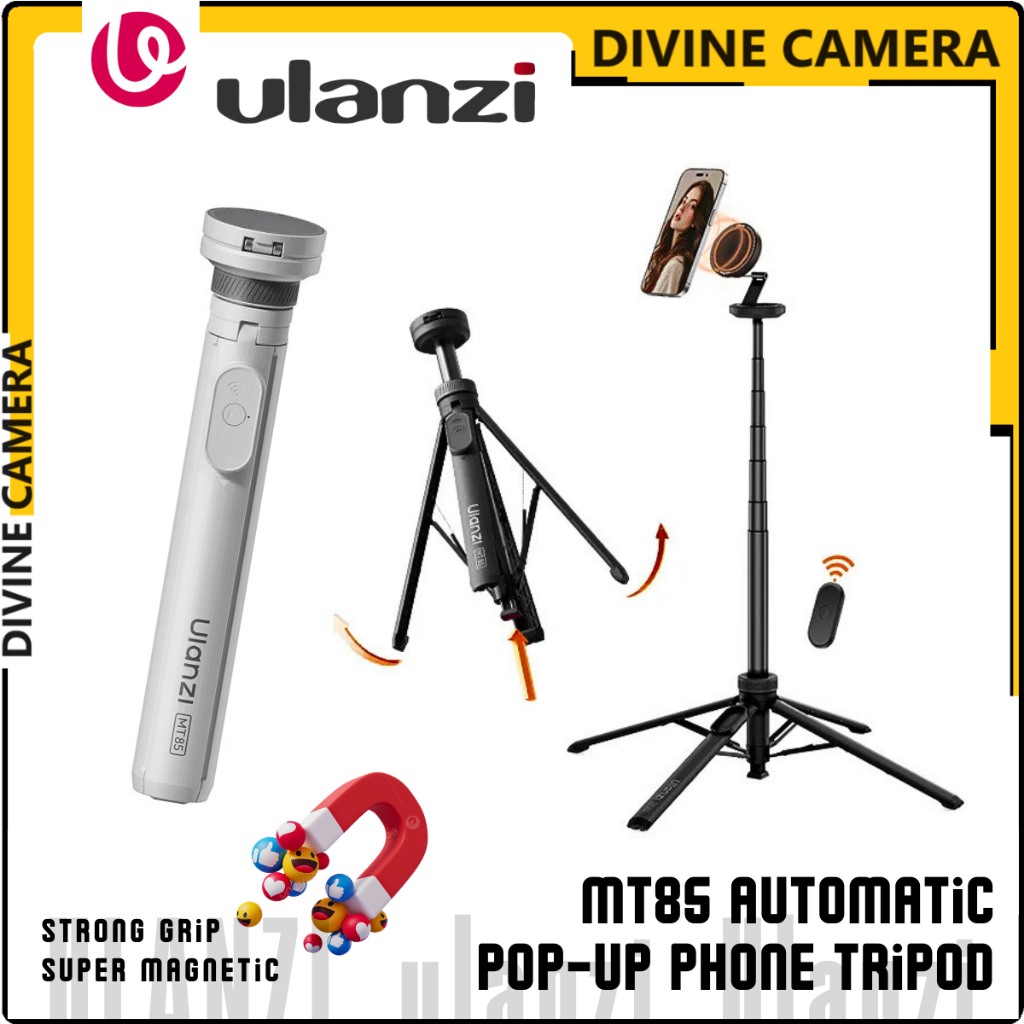 ULANZI MT85 ขาตั้งกล้องแม่เหล็ก Selfie Stick บลูทูธ 150 ซม.อัตโนมัติเปิดขาตั้งสี่ขา