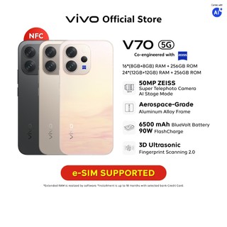 [New Arrival] vivo V70 5G 50MP ZEISS Super Telephoto Camera AI Stage Mode 4K 60 fps Video 6500mAh 90WFlashCharge e-SIM