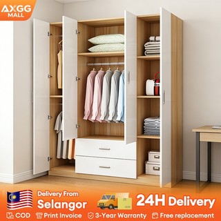 💥Free storage rack💥AXGG 6 Door Wardrobe Cabinet Storage Almari Baju / Solid Board / 4 Door