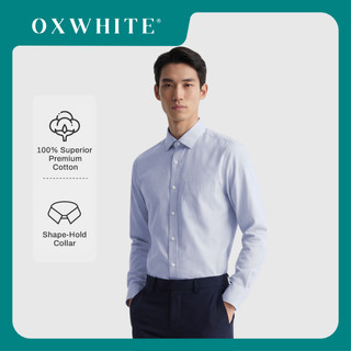 Oxwhite Men 100% Premium Cotton Slim Fit Long Sleeve Formal Pocket Shirt