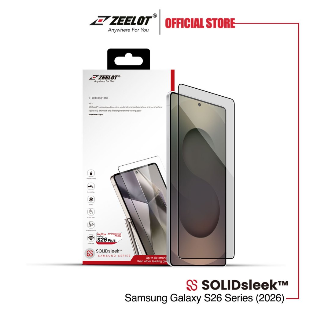 ZEELOT SOLIDsleek V2 2.5D กระจกนิรภัยสําหรับ Samsung Galaxy S26 Series (2026) พร้อมชุดติดตั้ง EasyFi