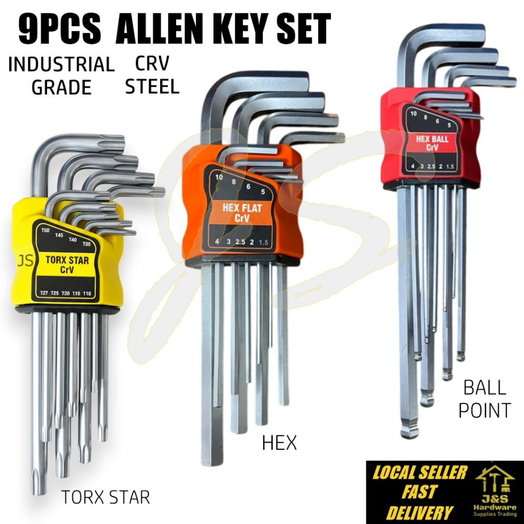 IRON BULL ชุดกุญแจอัลเลนคุณภาพดี 9 ชิ้น Hex Allen Key.Ball Point Allen Key Set.Torx Allen Key Set. ช