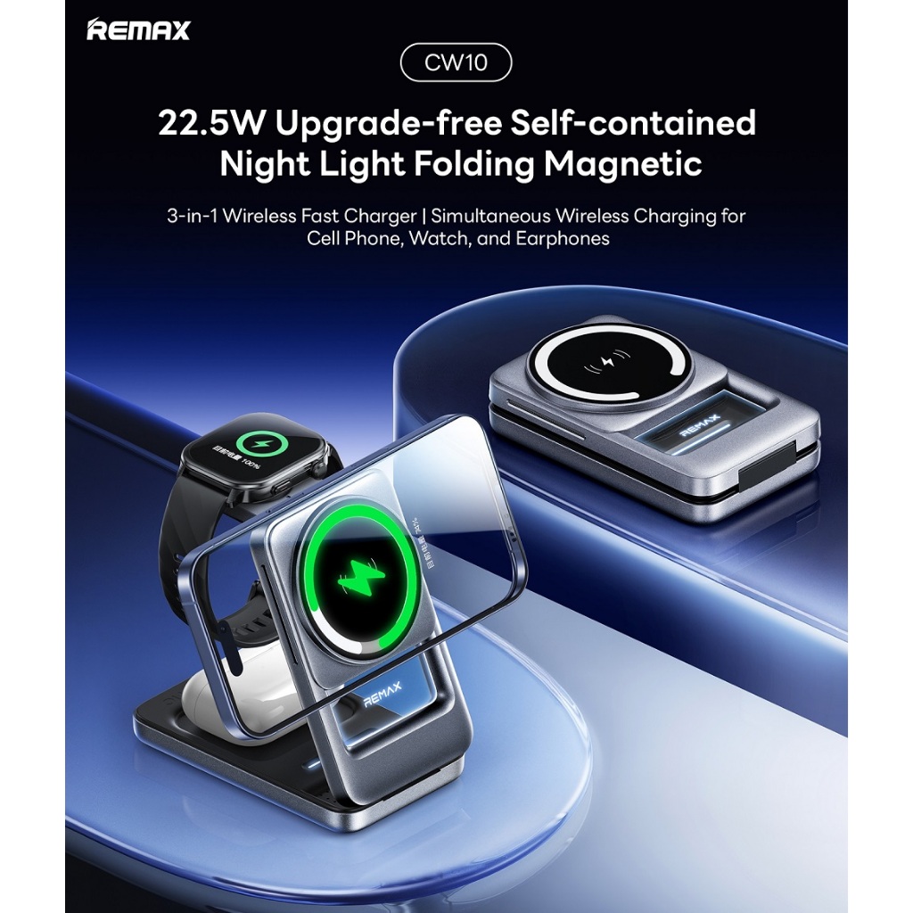 REMAX CW10 Wireless Charger 22.5W 3-IN-1 Phone Headphone Watch แท่นชาร์จไร้สาย