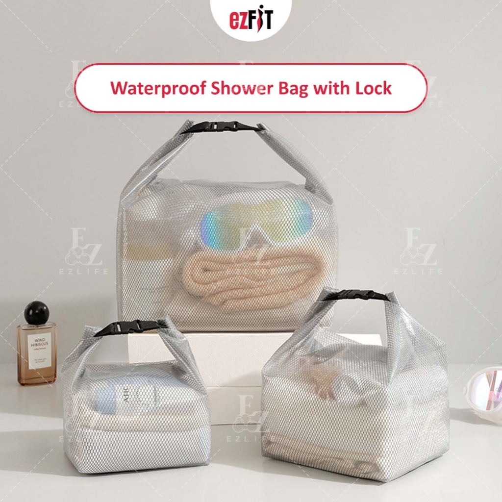 EzFit กระเป๋าแห้งกระเป๋าอาบน้ํากันน้ําพร้อมล็อคกระเป๋าเก็บของกลางแจ้งแบบพกพา EVA กระเป๋าถือความจุขนา