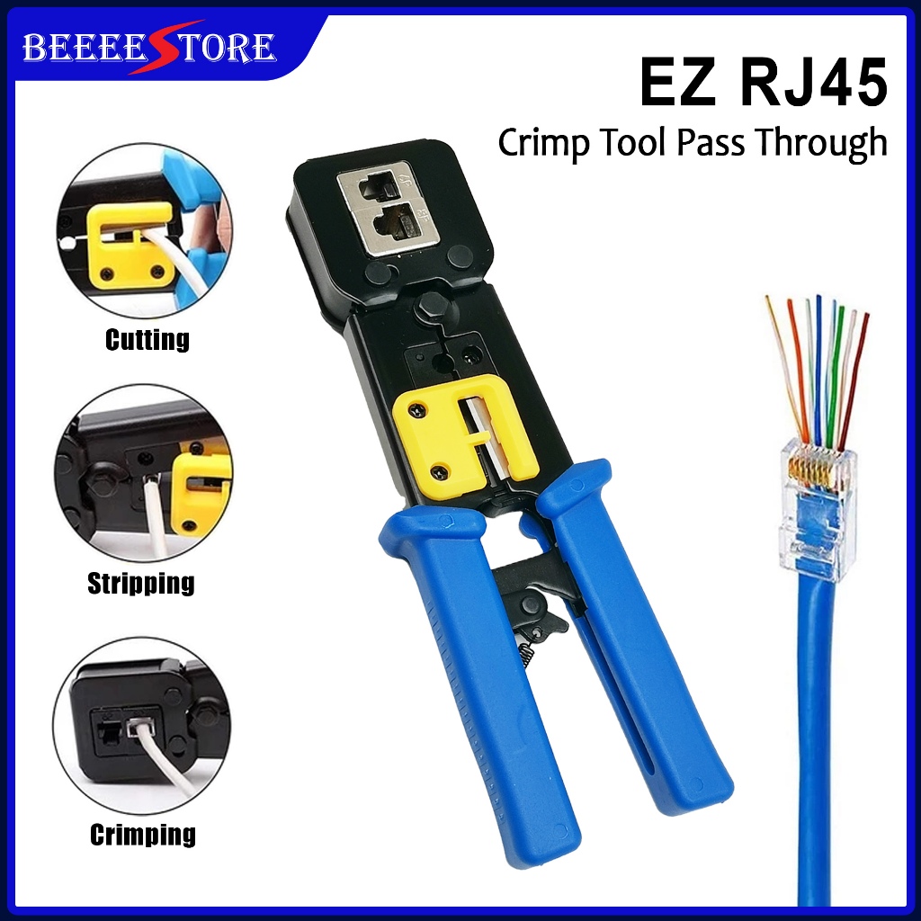 EZ-376 RJ45 Crimp TOOL ผ่าน Cat5 Cat5e Cat6 Crimping TOOL สําหรับ RJ45/RJ12 ปกติและ End-ผ่านตัวเชื่อ