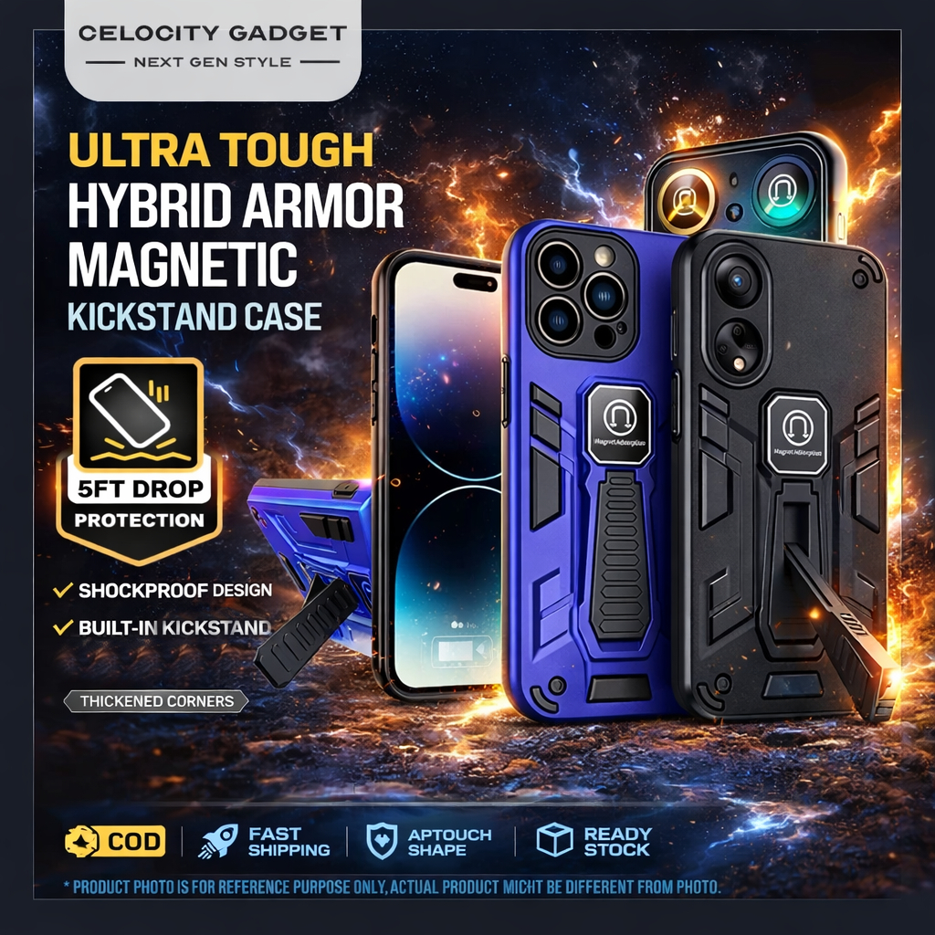 Vivo V21 V21E Hybrid Armor Magnetic Kickstand Case