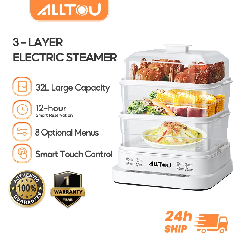 ALLTOU เรือกลไฟไฟฟ้า 3 ชั้น 12H สมาร์ทจอง LED Touch Control (32L)