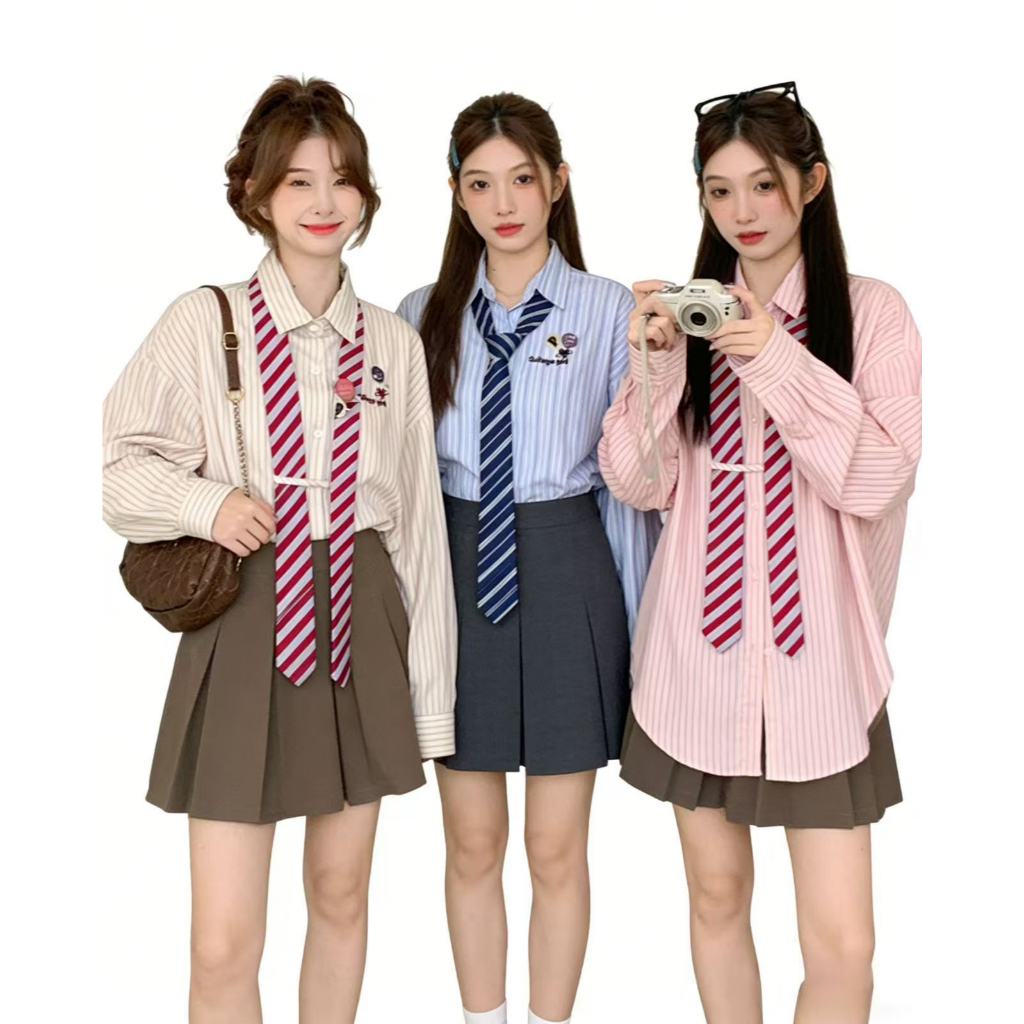 VALUNEE M~2XL ผู้หญิงs Slim Fit Lace-up Striped เสื้อเกาหลีเสื้อแขนยาวพร้อมตัวอักษร