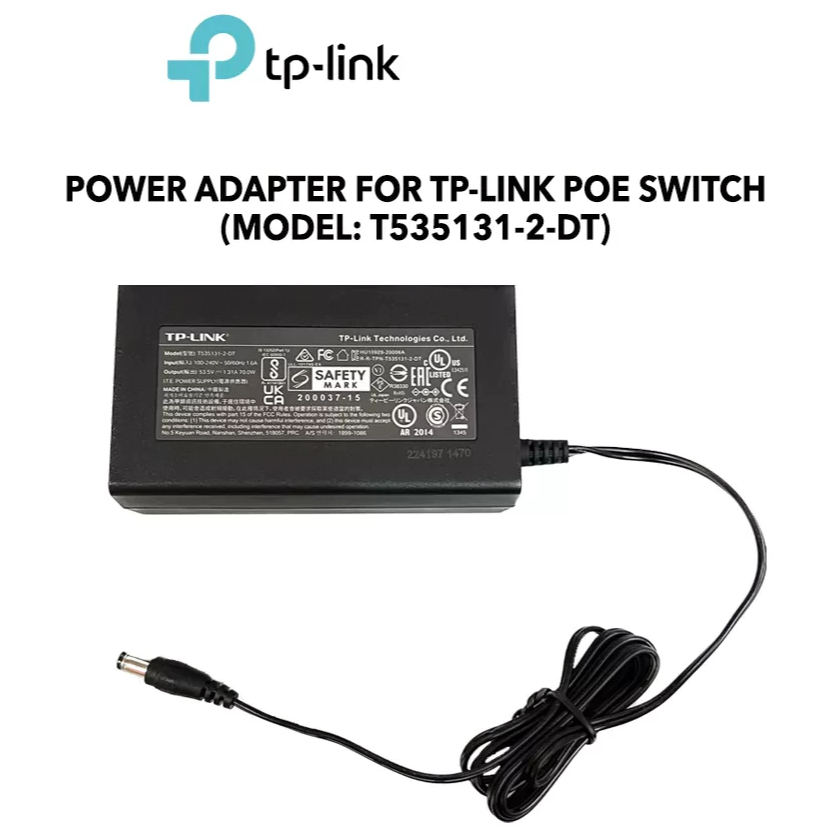 TP-Link POE Switching Power Adapter 53.5V 1.31A (5.5*2.1 มม.) T535131-2-DT 70W