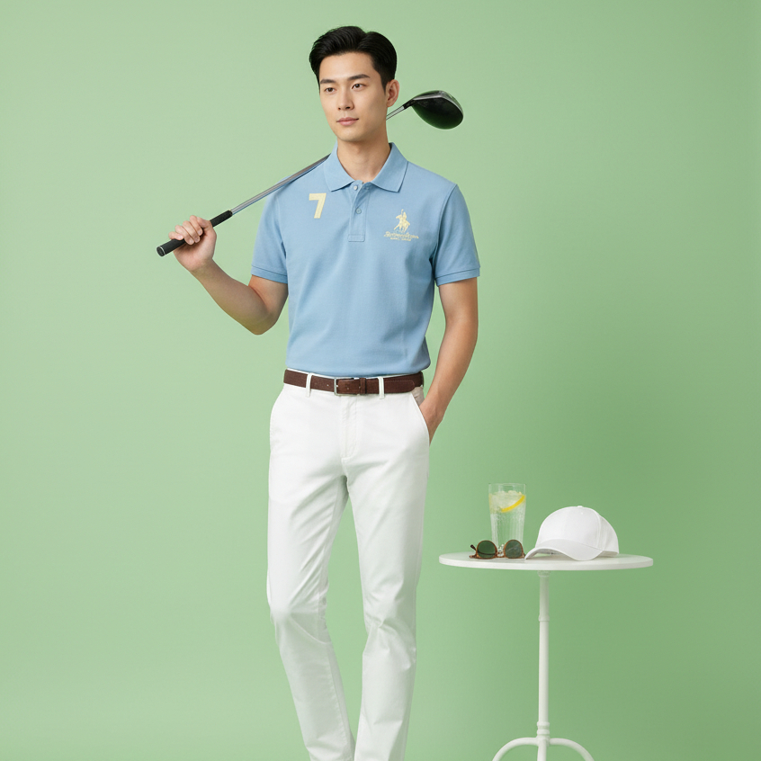 RCB Polo Club Men เสื้อโปโลแขนสั้นคอปก MTS12447-50 - สีฟ้า