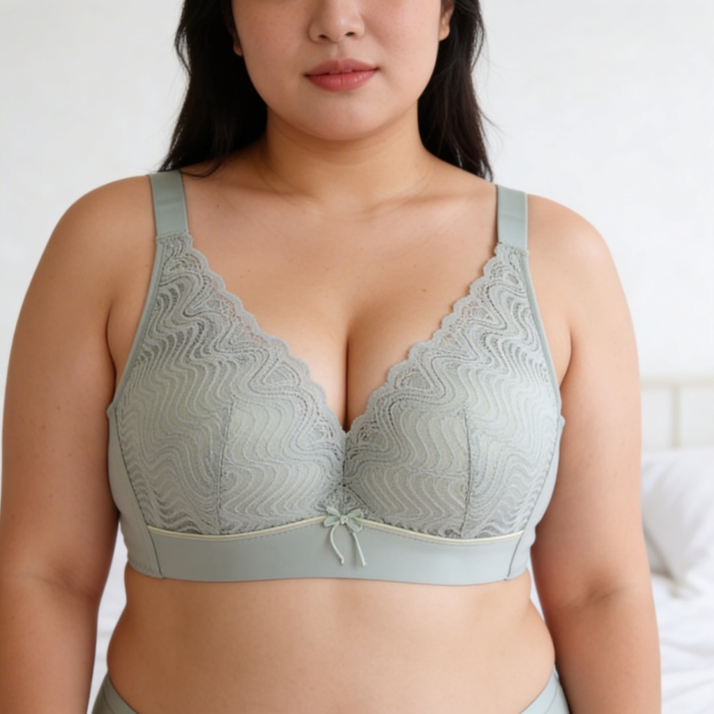 B & C Plus Size Full Coverage Lace Bra 36D-46D Non-Wire Support Bra Anti-Spill กว้างด้านข้างหน้าอกให
