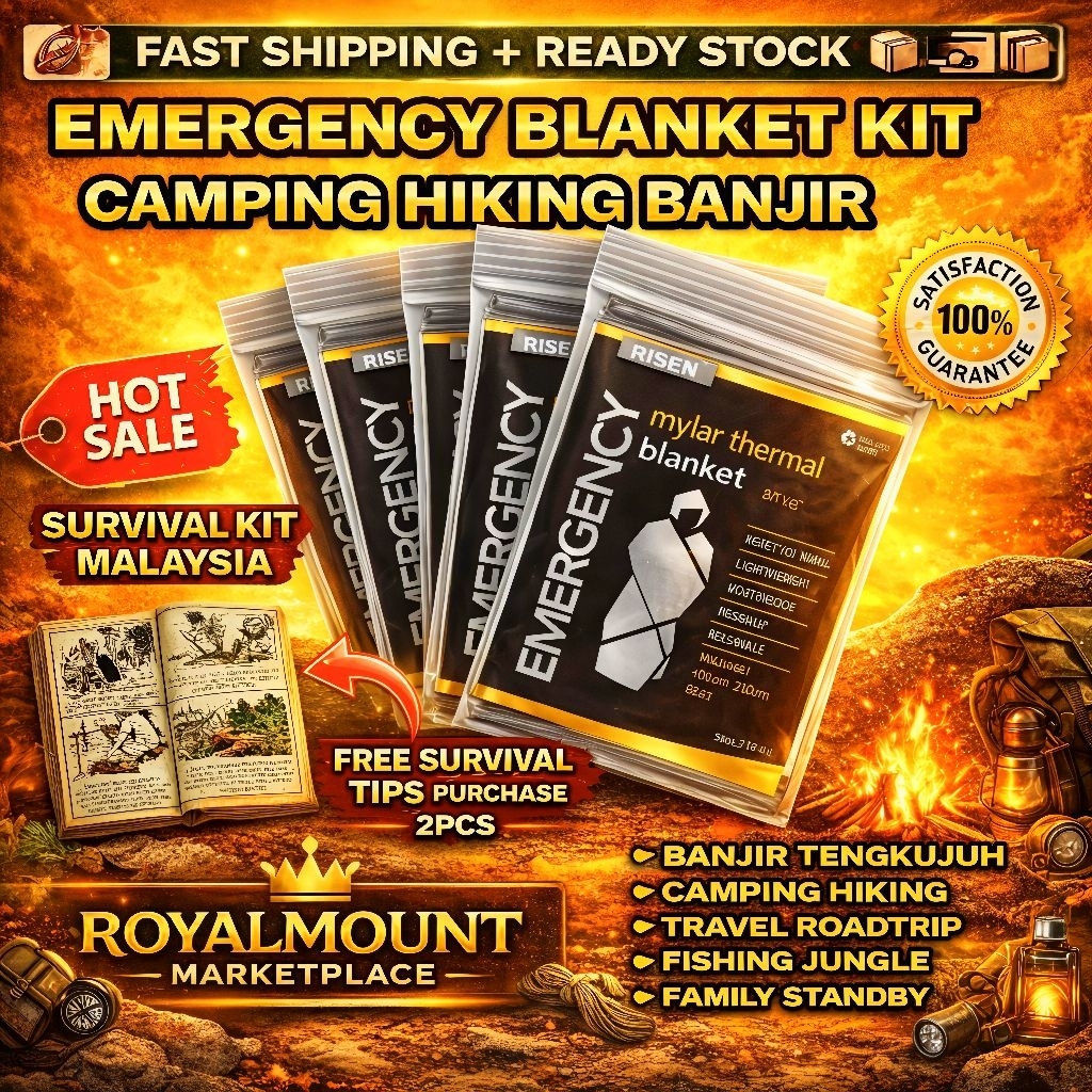 EMERGENCY BLANKET WATERPROOF BAJIR CAMPING OUTDOOR KIT EQUIPMENT SLEEPING BAG MYLAR BLANKET TRAVEL K