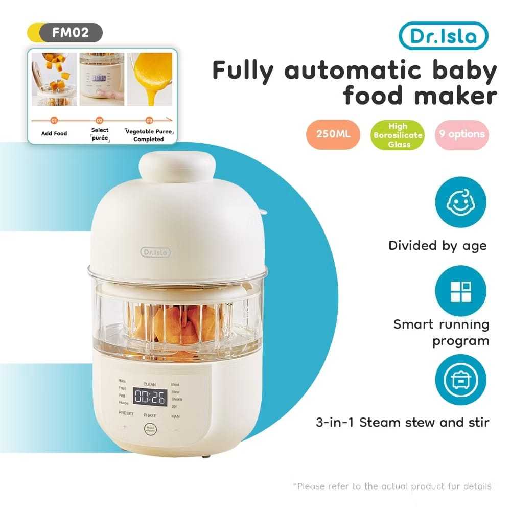 [อุปกรณ์เสริม]เครื่องเตรียมอาหารเด็ก Dr.isla 9-in-1Smart-Micro-Pressure นึ่งและเบลนด์ถ้วยนึ่งออลอินวัน