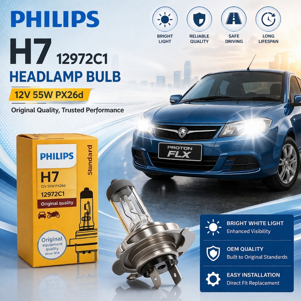 PHILIPS H7 12V 55W หลอดไฟหน้า / 12972