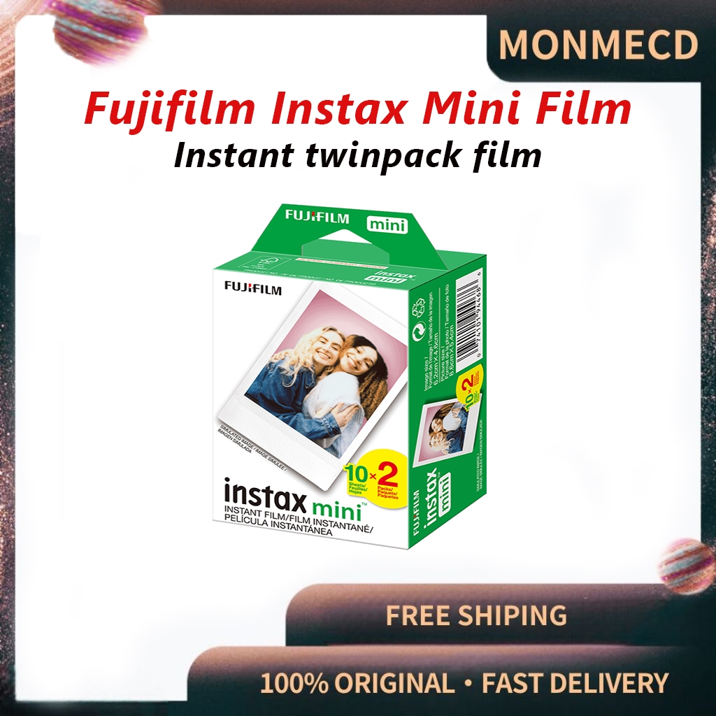 Fujifilm Instax Mini ฟิล์มสําเร็จรูปแพ็คคู่ 20 แผ่นคุณภาพสูงสําหรับ Mini 12 11 9 8 7+ EVO