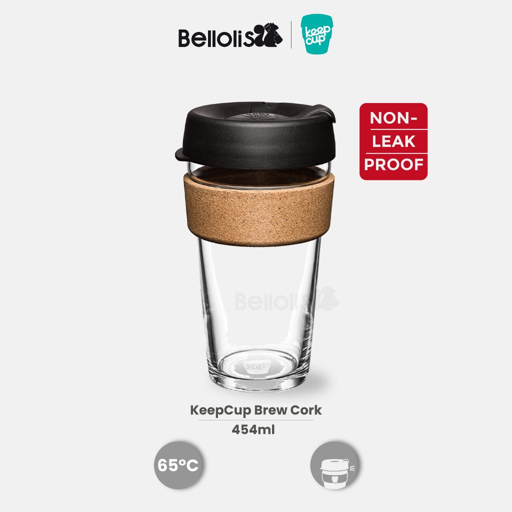 KeepCup Brew Cork 16oz / 450ml แก้วกาแฟ - กระจกนิรภัย Barista Standard ถ้วยนํากลับมาใช้ใหม่ / ถ้วยกาแฟ