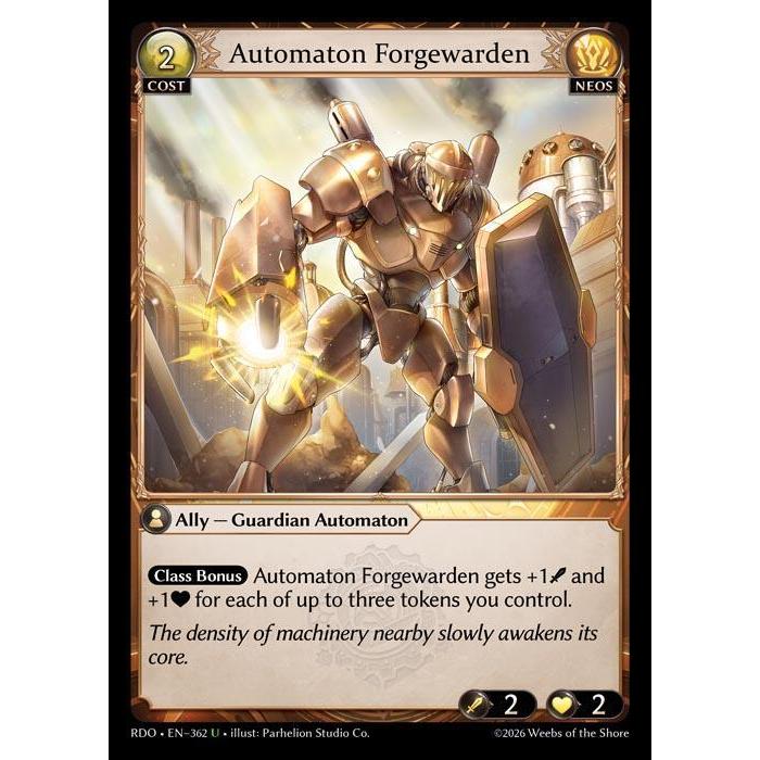 💥 Grand Archive TCG | Automaton Forgewarden (U) | EN-362 การ์ดเดี่ยว RDO