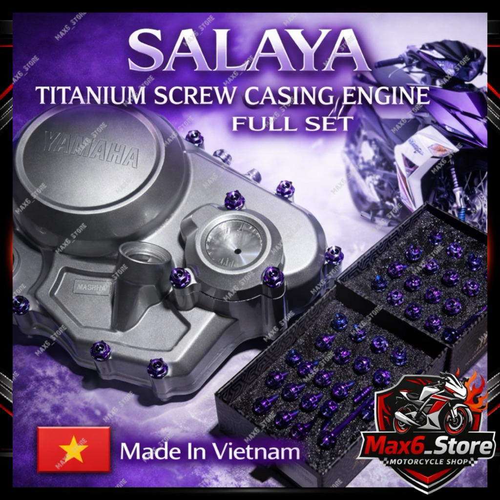 SALAYA CASING ENGINE SCREW FULL SET GR5 TITANIUM PURPLE BLUE SKRU CASING ENJIN Y15ZR Y16ZR LC135 ด้า