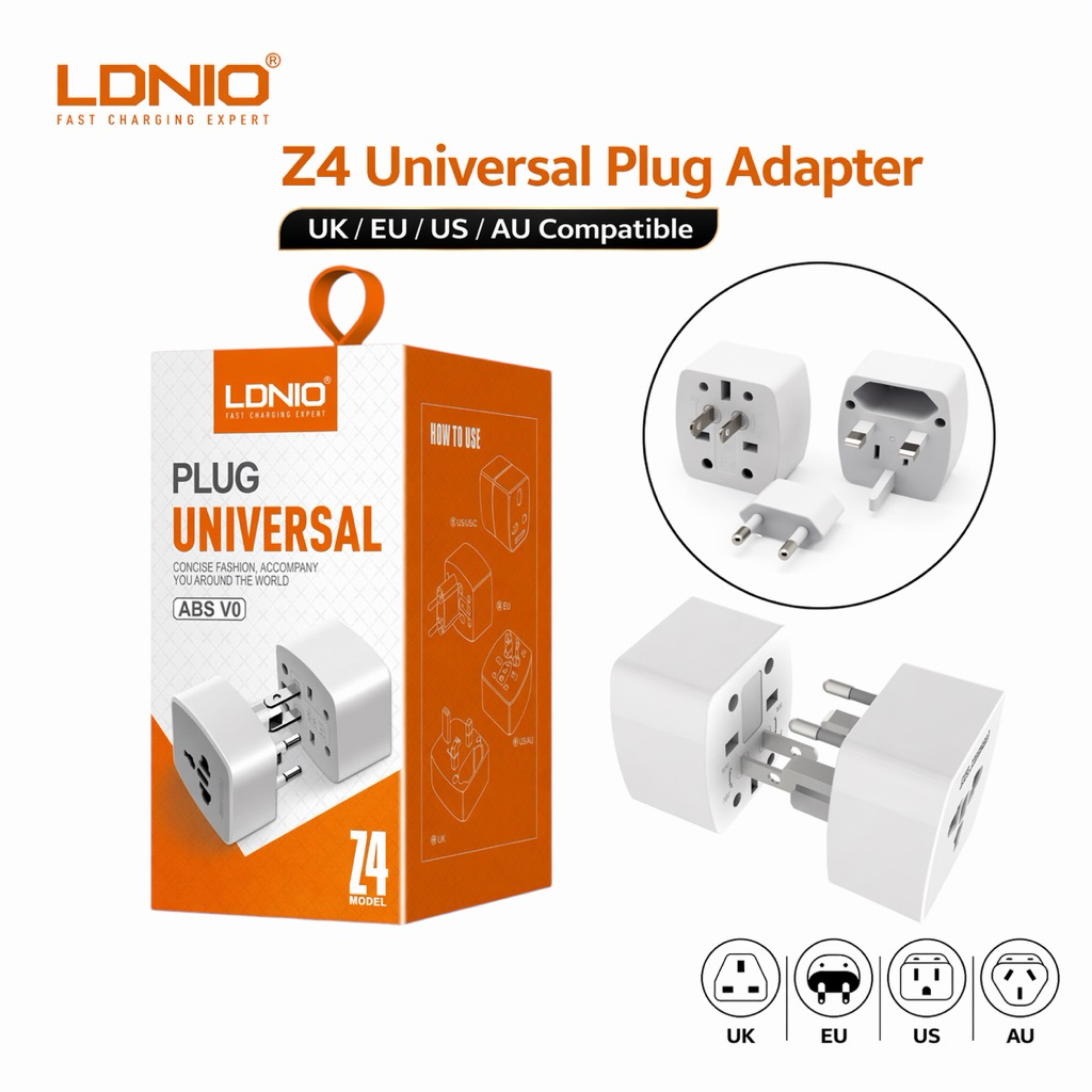 อะแดปเตอร์ปลั๊กสากล LDNIO Z4 พร้อมพิน UK/EU/US/AU