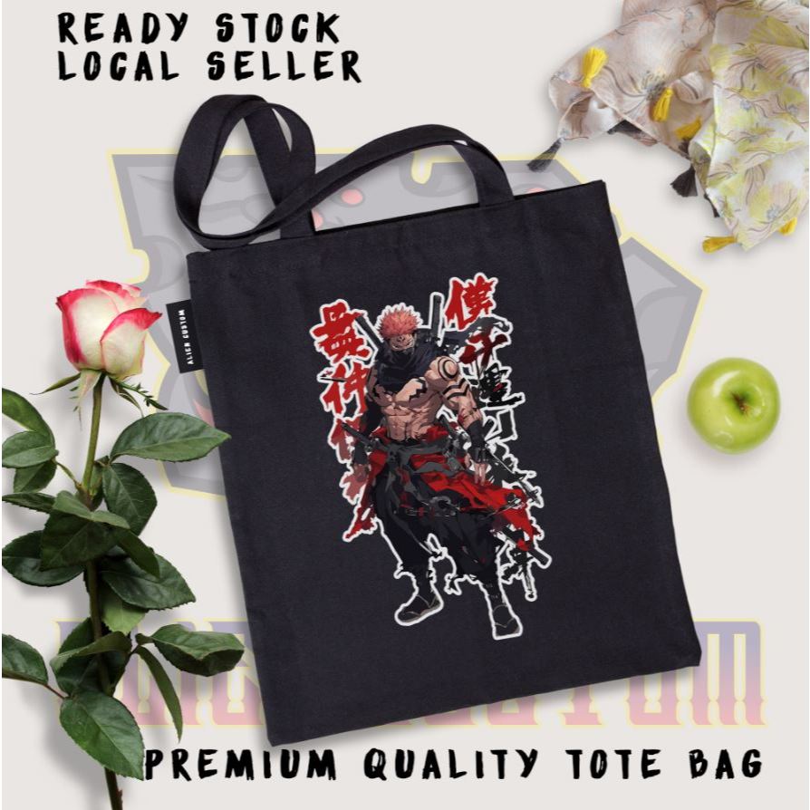 Jujutsu Kaizen Crew Anime Design Canvas Black Premium Tote Bags Tuition Students Bags Casual Bag