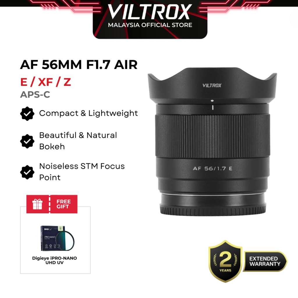 VILTROX AF 56 มม.F1.7 Air E/Z/XF APS-C เลนส์โฟกัสอัตโนมัติสําหรับ SONY E-Mount FUJI X-Mount NIKON กล