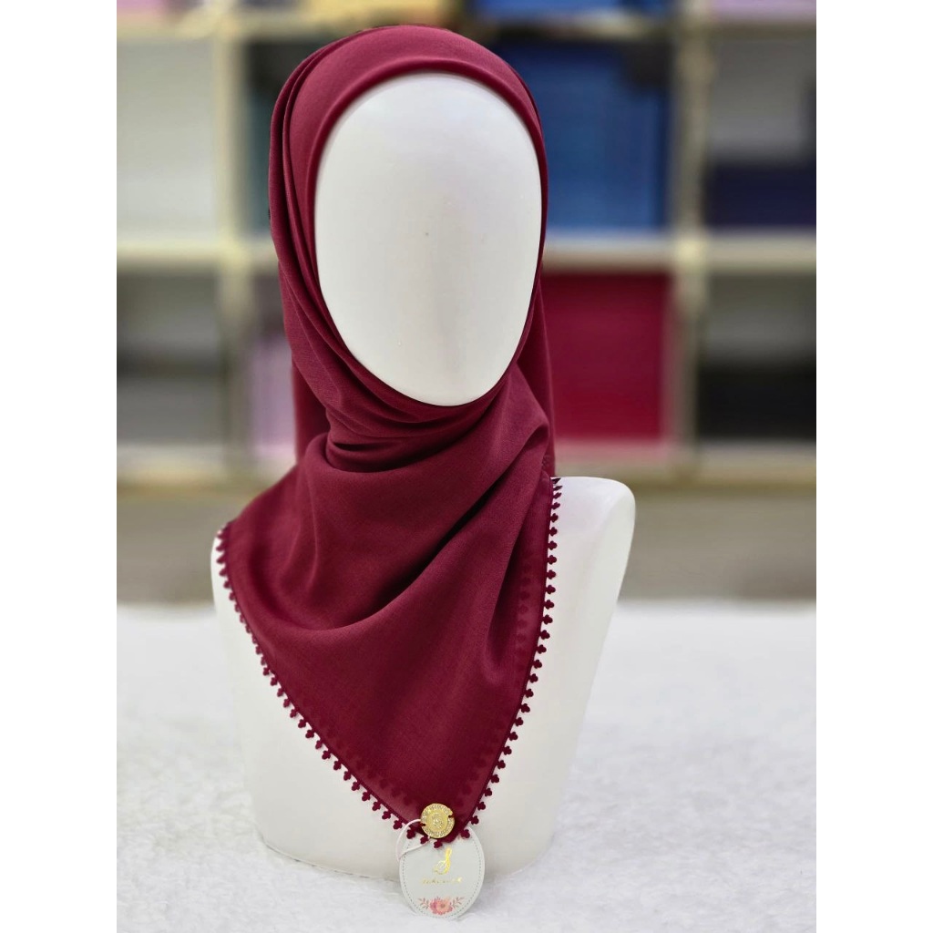 BAWAL SQUARE ผ้าฝ้ายญี่ปุ่น PLAIN LOVE CROCHET METAL TAG PLAIN BIDANG 45 INCHES,