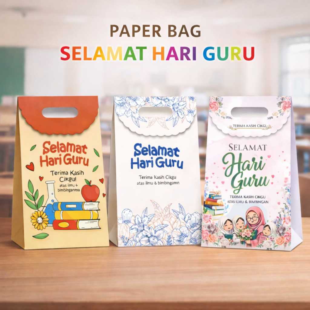 กระเป๋ากระดาษ HARI GURU CANTIK - TEACHERS DAY - COMEL PAPER BAG - COMBO 2026