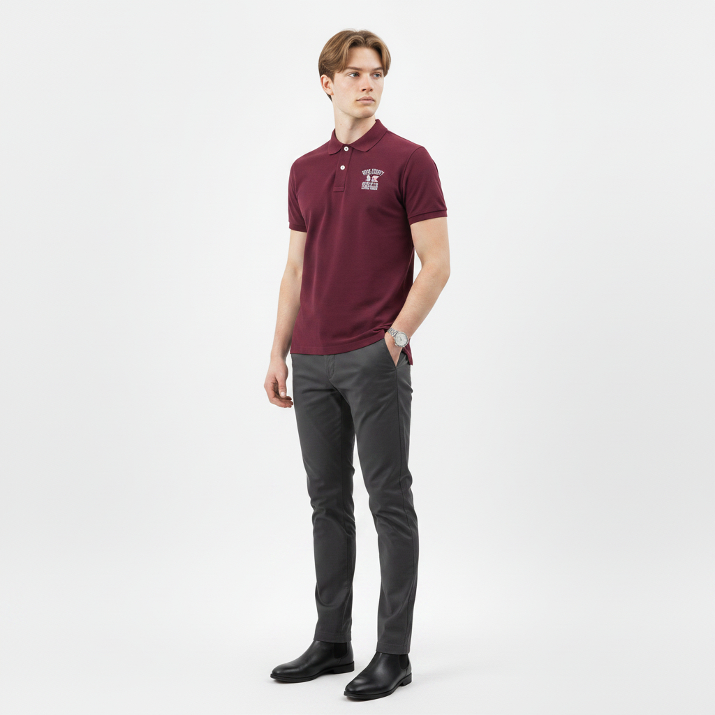 RCB Polo Club Men เสื้อโปโลแขนสั้นคอปก MTS12148 - สี Maroon