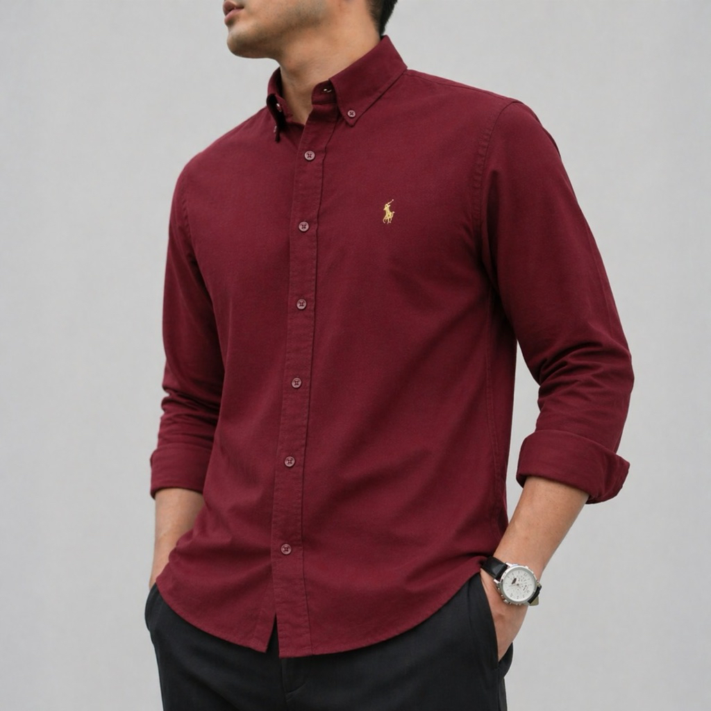 Kemeja Lelaki Lengan Panjang Premium QualityCotton Men Long Sleeve Shirt สมาร์ทเสื้อลําลองปุ่มลงสีทึบ